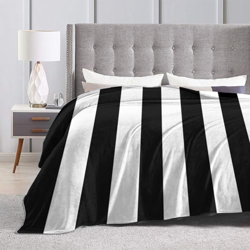 Couverture de lit en flanelle douce rayée noir et blanc de haute qualité
