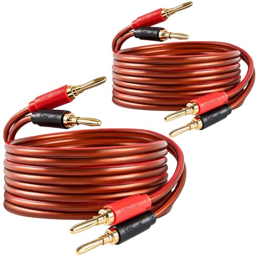 Image of Speaker Wire with Banana Plugs,14 Gauge Speaker Cables, Oxygen-Free Copper(OFC),2 Pack /6.6Feet