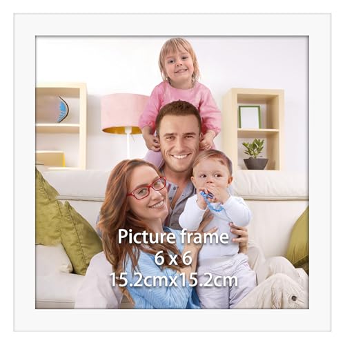 Giftgarden Cadre Photo Carré 15x15 cm Blanc, Cadre Carré 15x15 pour Photos, œuvres d'art, souvenirs- Affichage Vertical et Horizontal, Léger et Sûr