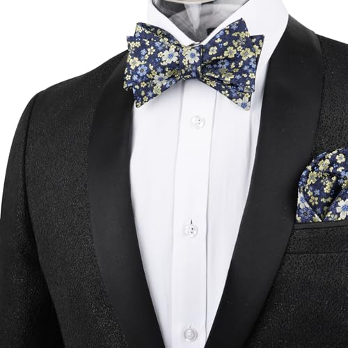 Image of Alizeal Mens 2pcs Floral Self-tied Bow Tie Pocket Square Set
