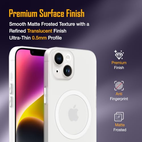 Image of ZAP CASE Paper Thin Case for iPhone 14 | Ultra-Slim 0.5 mm Back Cover | Metal Buttons | Lightweight | Matte Finish | Anti-Fingerprint | Scratch Resistant | Camera Protection | Magsafe | White