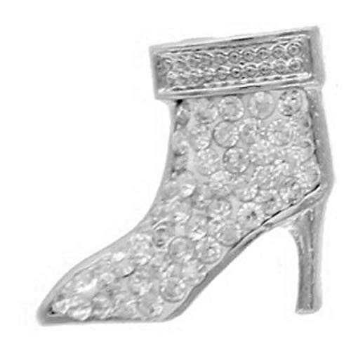 Boot Shoe High Heel Clear Crystals Snap Button
