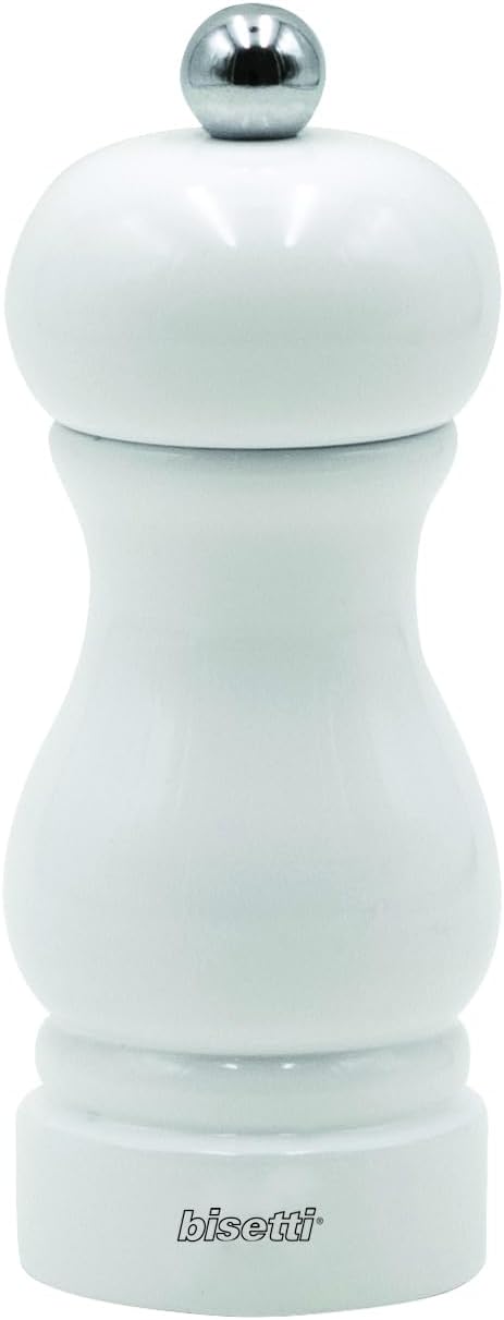 Bisetti Sorrento White Lacquered Beechwood Pepper Mill, 13 cm / 5.1 Inch