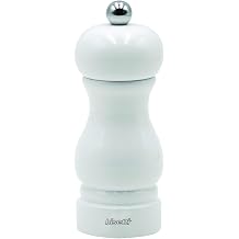 Bisetti Sorrento White Lacquered Beechwood Salt Mill, 13 cm / 5.1 Inch