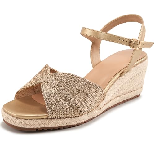 Ablanczoom Wedge Sandals for Women Espadrilles: Dressy Platform Open Toe Ankle Strap Summer Wedges...