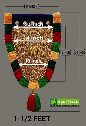 Image of BUNNY BEAR | 1.50 Feet(46 CM) Kerala Nettipattam Wall Hanging | Gold Plated Elephant Caparison | Traditional Kerala Handicraft Decorative Art for Home, Pooja Room & Gift Decor