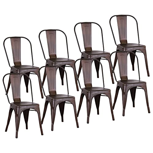 KANGXIN Lot de 4/8/12 Chaises Empilables, Chaises a Manger Industrielles, Chaise Bistrot Metal, Chaise de Cuisine avec Dossier, pour Salon, Cuisine, Salle à...