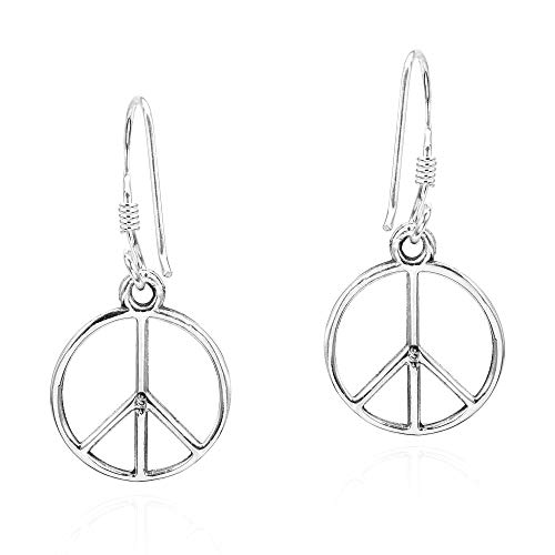 AeraVida 925 Sterling Silver Peace Symbol Dangle Earrings | Minimalist Fashion Earrings for Women3