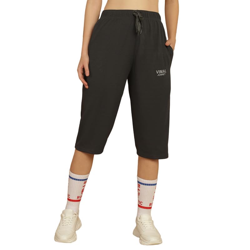 Image of Mack Jonney Solid Regular Fit Polyster Lycra Capri for Women-P