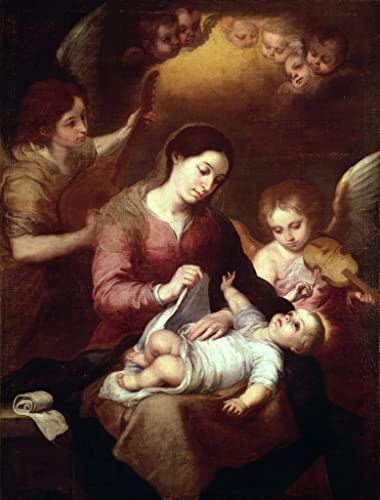 Lienzo decorativo de la Dama y el Niño Jesús por Murillo, cuadro para pared de 60x90cm