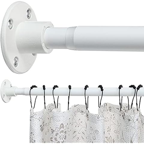 Adjustable White Shower Curtain Rod 74cm-198cm Cover