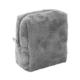[ aso ] フラッフポーチ Fluff Pouch Mサイズ 小物ポーチ マチ付き コスメポーチ もこもこ 毛皮 フェイクファー (グレー ・Mサイズ) se-fp280-gr-m