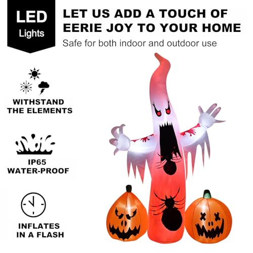 Beinhome HOLIDAY INFLATABLES 8Ft Halloween Inflatables Decorations Outdoor Ghost Built-In Flame Flashing Projection Light, Blow Up Yard Inflatables thumb #1