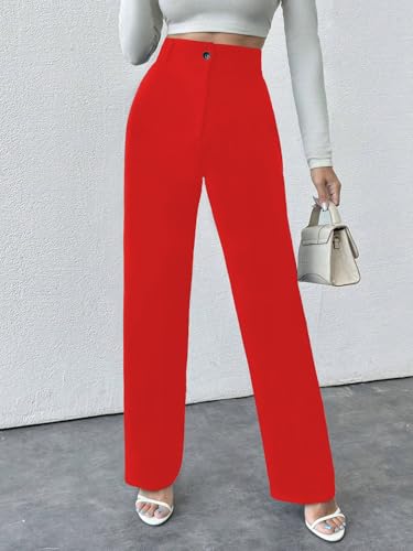 Image of Toochki Trousers for Woman Pants Women's Formal Office Korean | Black Track Pant | Straight | Cotton Spandex Stretchable Trouser | High-Waisted Bottom Wear