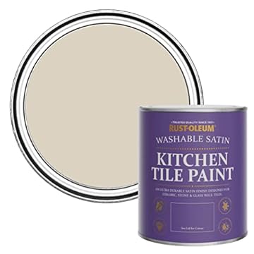 Rust-Oleum Beige water resistant Kitchen Tile Paint in Satin Finish - Hessian 750ml