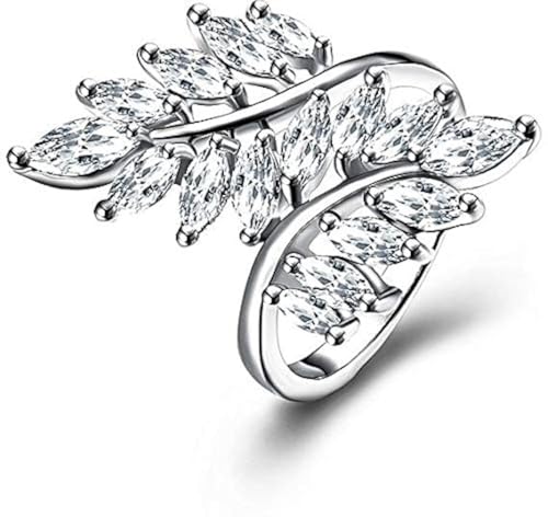 Yellow Chimes Rings for Women White Crystal Rings Beauty-in-Leave...