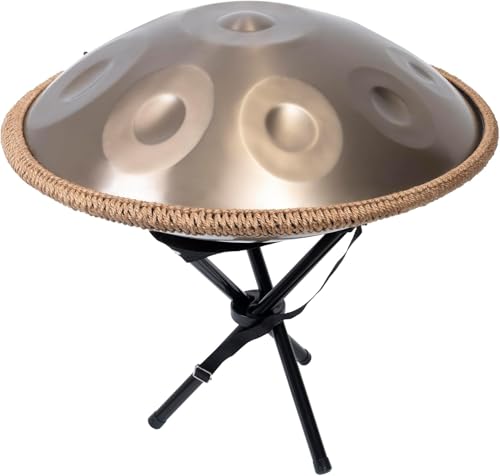 Image of PERLMAN Handpan Drum - 22-Inch 9-Note D Kurd 440Hz - Hand Tuning Handpan - Includes Soft Bag, Mallets, Stand, Note Stickers, Cleaning Cloth - Artist Performance Video