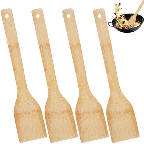 4 Stück Holz Pfannenwender 30 cm Wooden Spatula Langem Griff
