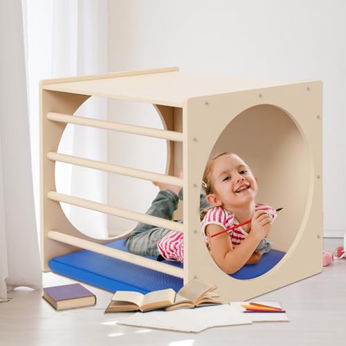 DOLEMODUO Kids Cube Cozy Corner, 24' Wooden Montessori Play Furniture, Solid Reading Nook with...
