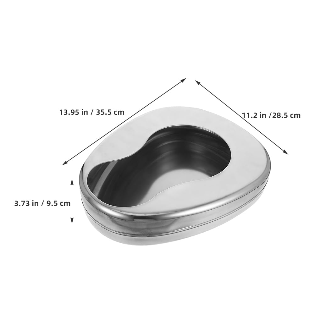 Cuña para Paciente Postrado en Cama de Acero Inoxidable, 2 Piezas | Color Plata, Diseño Compacto y Antigoteo, Uso Nocturno en Casa y Atención Hospitalaria