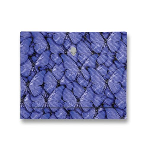 Image of MightySkins Carbon Fiber Skin Compatible with Alienware X14 R2 (2023) Full Wrap Kit - Blue Butterflies | Protective, Durable Textured Carbon Fiber Finish | Easy to Apply | Made in The USA