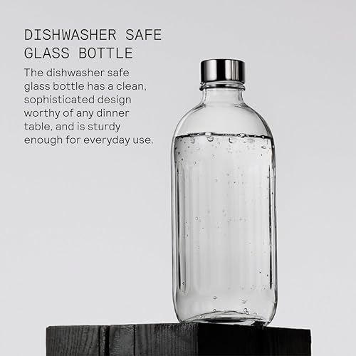 aarke Glasflasche – NUR kompatibel mit Carbonator Pro (PASST NICHT für Carbonator 1, 2 oder 3) Spülmaschinenfest, Edelstahl-Details