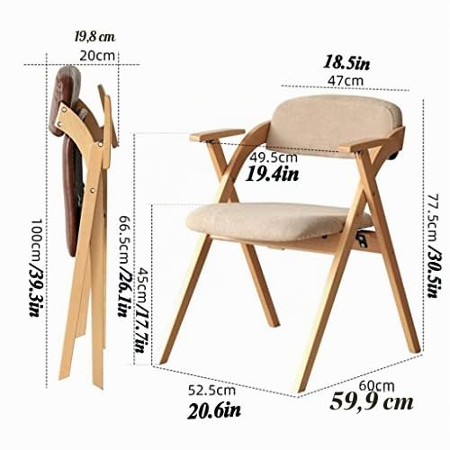 Sillas de Comedor Plegables de Madera, sillas para Comedor con Brazos, sillas de Cocina tapizadas con cojín Suave y Respaldo, Silla Lateral Lavable para Sala de Estar, Dormitorio,