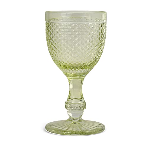 Image of Pure Home and Living Set of 6 Green Dotted Wine Glasses