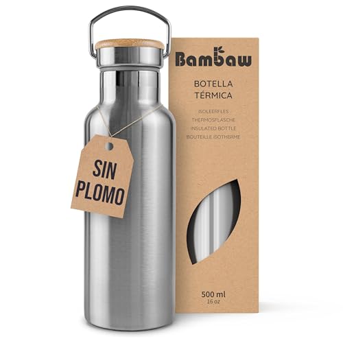 Botella Agua Acero Inoxidable 500ml | Termo Agua Fría Y Caliente | Bpa Free Botella | Termo Botella Reutilizable | Botella Acero Inoxidable | Fácil De Limpiar | Ecológico Reutilizable| Bambaw