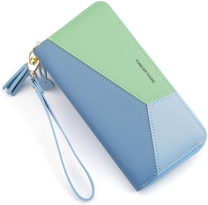 Women Wallet Wallet for Women and Girls | Zipper Wallets Leather Credit Card Holder (Blue)