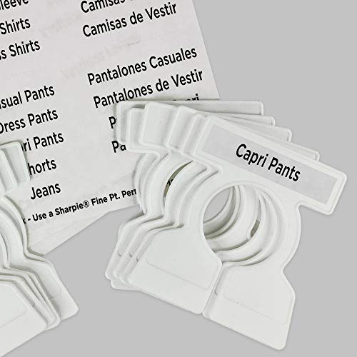 Simple Division Garment Organizers - Sort, Put Away, And Find Clothes Easily - 12 White Closet Organizers - Includes 60 Bilingual Sorting Labels #TOP3