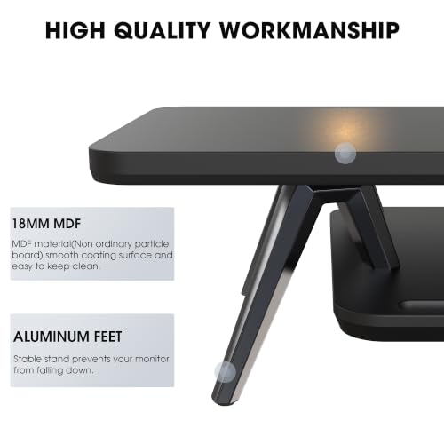 Image of Fenge Dual Monitor Stand, Monitor Stands Riser for 2 monitors, 47.2 Inch Wood Desk Shelf with Storage Organizer and Cable Management for Office Desk Accessories