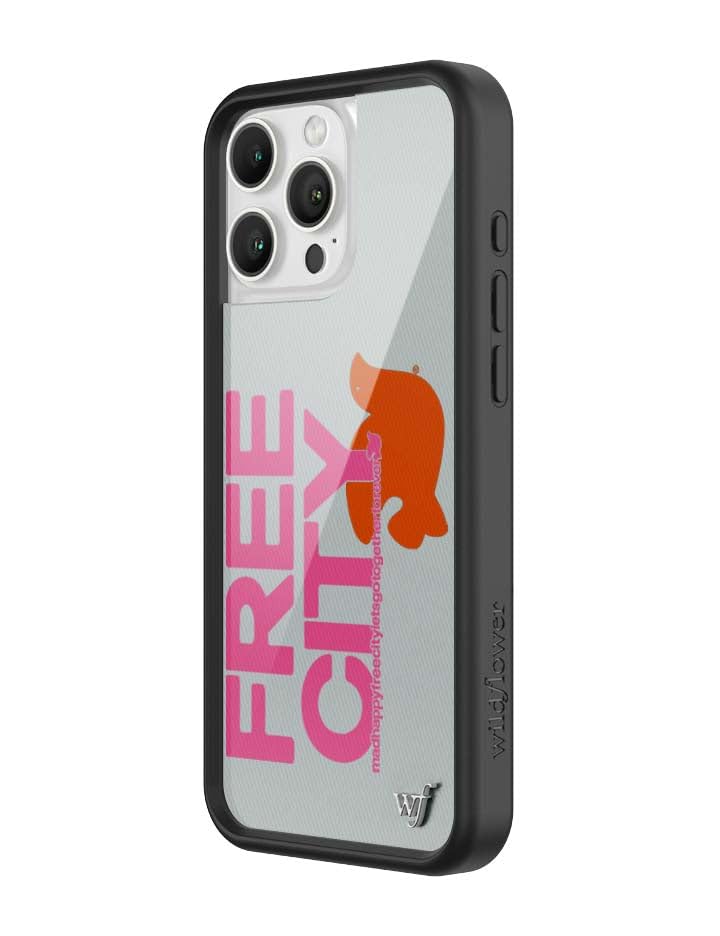 Image of Wildflower Cases - Compatible with iPhone 16 Pro Max | Protective Black Bumper, 6.5ft Drop Test Certified, Women Owned Small Business | Madhappy & Freecity Togetherforever Grey & Pink