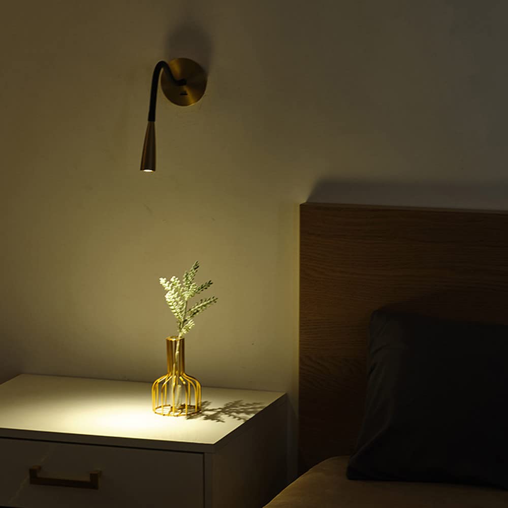 Mjsdjof Headboard Lamps for Reading, Picture Light 5W LED Minimalist Accent Lighting Sconces Adjustable, Bedroom Living Room Hotel Gooseneck Light Flexible Wall Mount Bedside Spotlight, 3000K