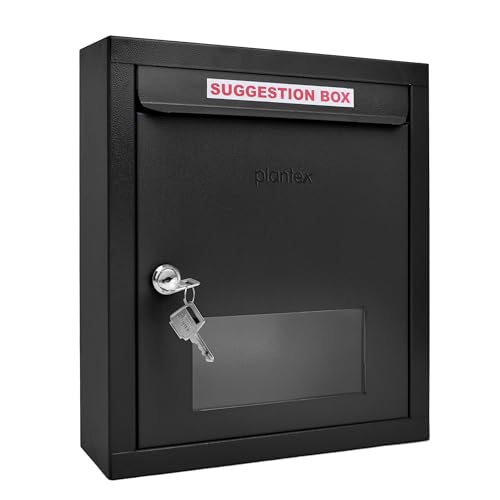 Image of Plantex All in 1 Letter Box /Multipurpose Box- Suggestion Box /Complaint Box /Post Box /Donation Box /Letter Box for Home gate and Office with Keylocks - Table Top, Wall Mounted - GI Steel (Black)