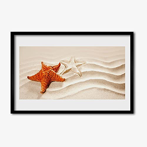 Affiche encadrée 60x40 cm starfish sur la plage pour décoration murale de salon