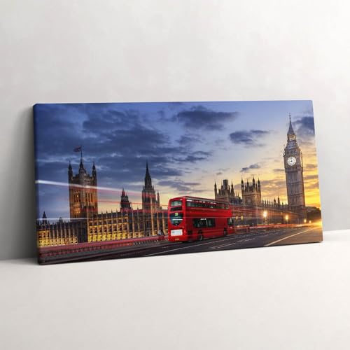 Bus rouge à Londres peinture sur toile haut de gamme 140x70cm pour décoration raffinée