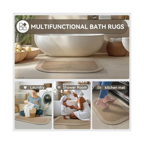 Tapis de bain demi-cercle antidérapant lavable et séchage rapide