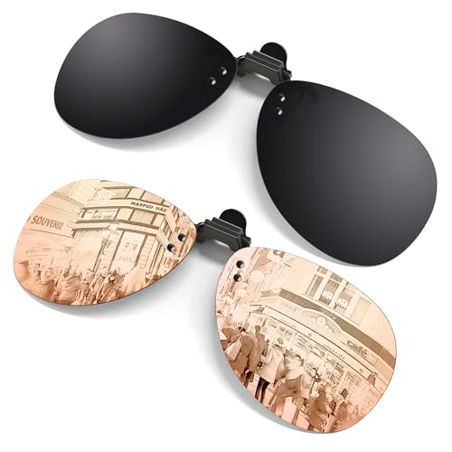 GQUEEN Clip Gafas de Sol Polarizadas, Flip up Gafas de Sol para Hombre Mujer Sin Montura, Clip Lente Gafas para Conducir Deportes Protección UV400