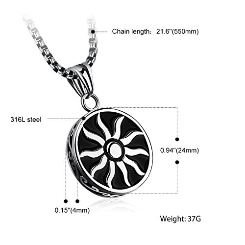 Yellow Chimes Pendant for Men and Boys Silver Pendants For Men | Stainless Steel Black Pendant Chain for Men | Birthday Gift for Men and Boys Anniversary Gift for Husband - Image 4