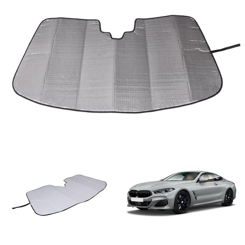 Windshield Sun Shade Compatible with BMW BMW 8 Series 2019-2025 Foldable Front Windshield Sunshade Protector, Block UV Rays Keep Your Car Cooler