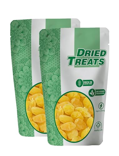 Image of Dried Treats Dried Peach Yellow 400 Grams (200g X 2) - Sweet, Tasty and Chewy Candied Texture - Rich in Fiber & Antioxidants - Peach Yellow Tastes Like Candy, Feels Like Fruit | No Cutting, Just Open & Eat | Best Choice Of Indian Mothers for Kid's Snack