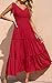 PRETTYGARDEN Women's 2025 Cross Neck Summer Sleeveless Tiered Maxi Dress Beach Tie Strap Smocked Long Dresses Pleated Sundress (Red,Large)