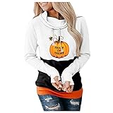Halloween Sweatshirts Damen,Greys Pullover Damen Strickrock Und Pullover Winter Pullover By Damen Pullover Esa Pullover Nightmares Pullover Pullover Häkeln Raf Camora Pullover Pullover(J-Weiß,L)