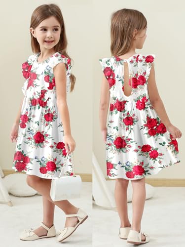 RAISEVERN Toddler Girls Dress Summer Ruffle Sleeve Dresses Sleeveless Tie Back Sundress for Kids 2-6T4
