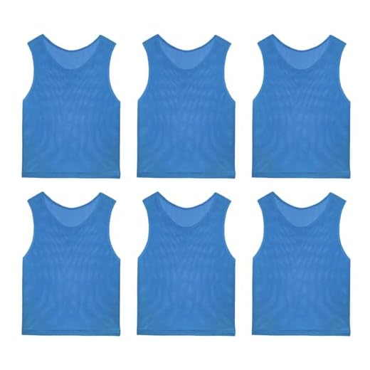GINUMWA 6 Pack Pinnies Team Practice Vests for Child Youth Teen Adult, Mesh Scrimmage Jersey for Soccer Football Basketball (Blue, Child/5-10 Years Old)