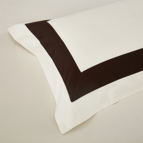 Bicolore Collection Duvet Covers Set 3 Pieces Do Not Include Filling Classic European 100% Egyptian Cotton Sateen Luxury 400 Thread Count Frame Patchwork Manufacturing(Ivory/Brown,Queen) #TOP3