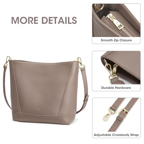 Image of Kattee Leather Purses and Handbags, Bucket Bags for Women, Top Grain Leather Tote Shoulder Crossbody with 2 Straps