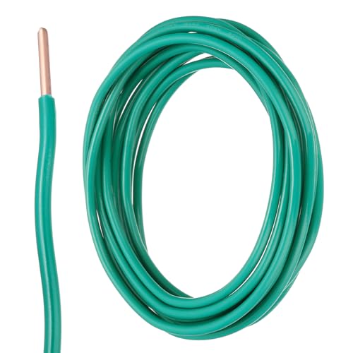 MECCANIXITY THHN Wire 14 AWG 10 Feet Electrical Wire Insulated Solid Copper Rated up to 600 Volts for Residential Industrial Grounding Electrical UL Listed Green
