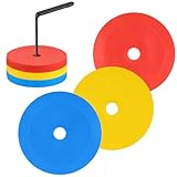 HEIYUET 30 Stück Markierungsscheibe 15cm mit Organizerhalter, Training Markierungsscheiben für Fußball, Basketball, Handball, Tennis, Sport, Rot Gelb Blau